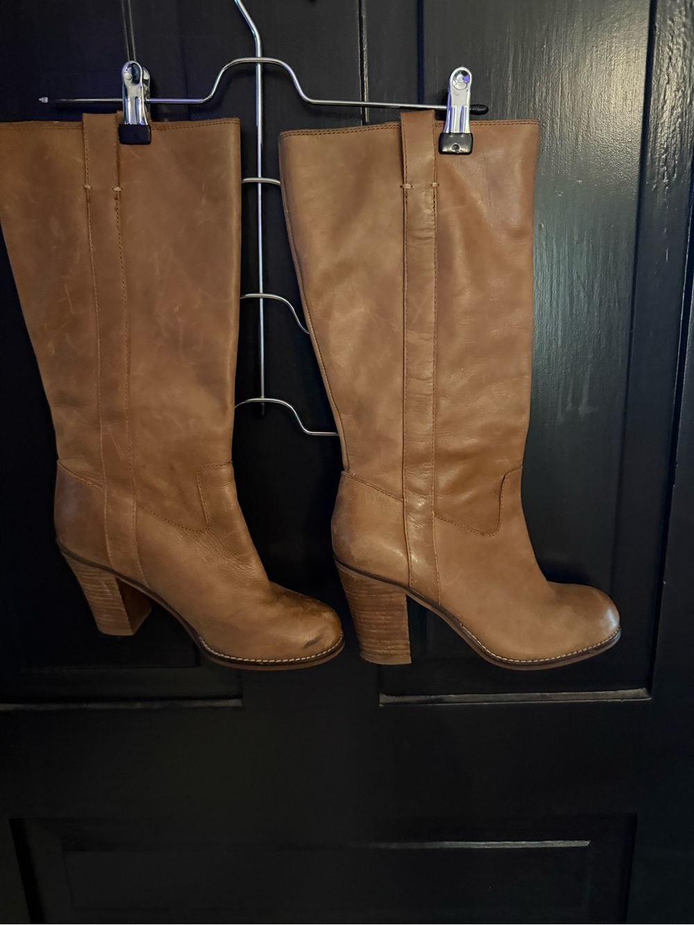 Lucky Brand Tan Leather Mid-Calf Heeled Boots